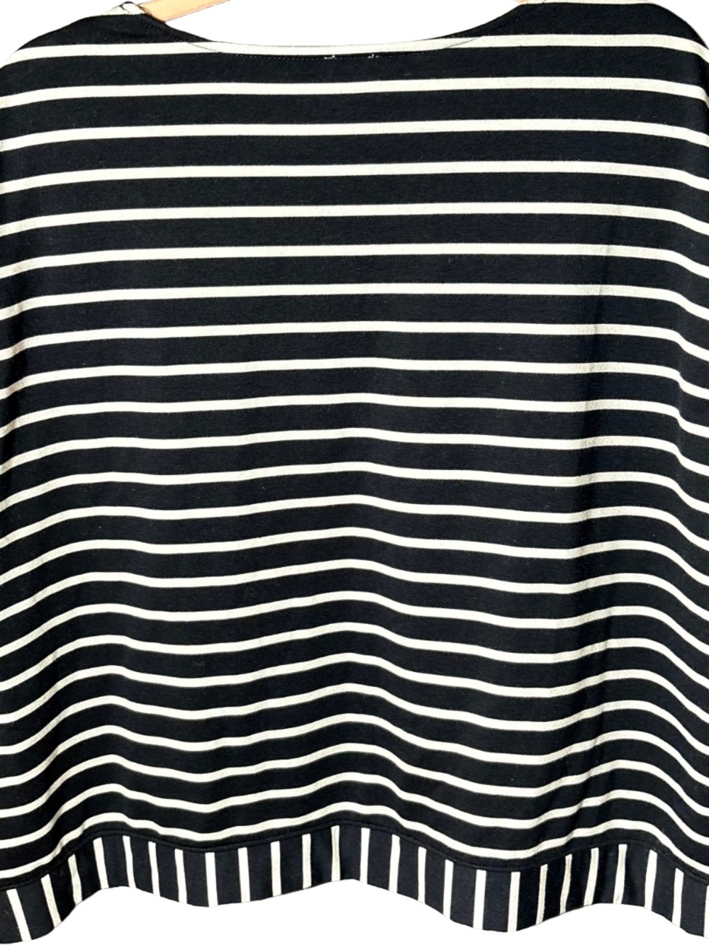 Anne Klein Striped Top XL Black White Button Shoulder - Picture 3 of 6